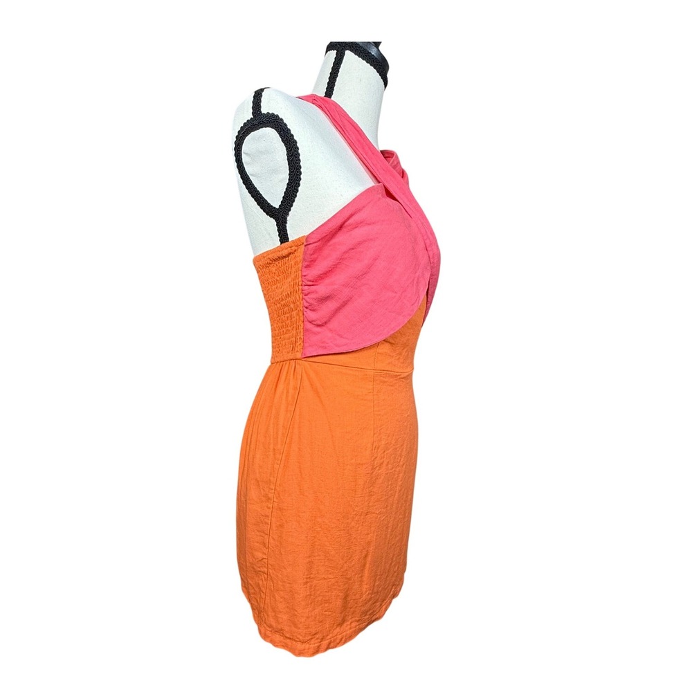 Petal & Pup Mini Dress Womens 4 Orange Pink Sundress Festival Halter Neck Mini - Picture 3 of 12
